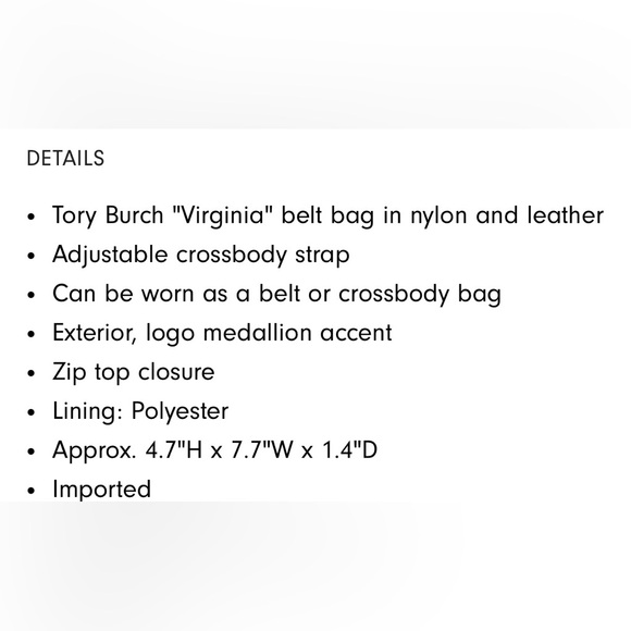 *NWT* Tory Burch Virginia Nylon Belt Bag - Picture 4 of 4